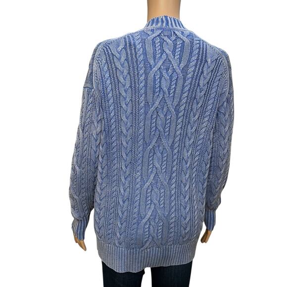 J Crew Cable Knit V Neck Cardigan XS Oversized Coastal Preppy Classic Chunky - Picture 4 of 9